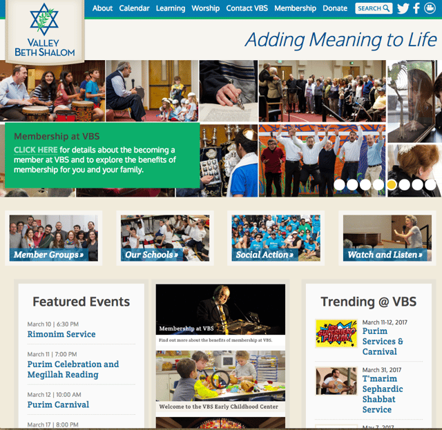 Valley Beth Shalom - great synagogue website